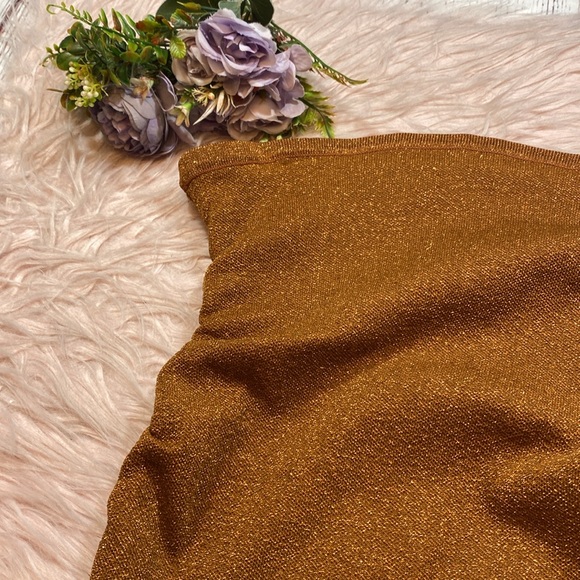 DISSH Nico Bronze Metallic Strapless Midi Dress sz L - Picture 4 of 13